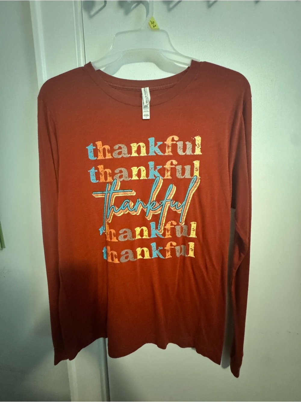 Bella Canvas Rust Long-Sleeve 'Thankful' Graphic Tee